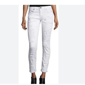 Rag & Bone White Brigade DRE Distressed Skinny Jeans Size 28